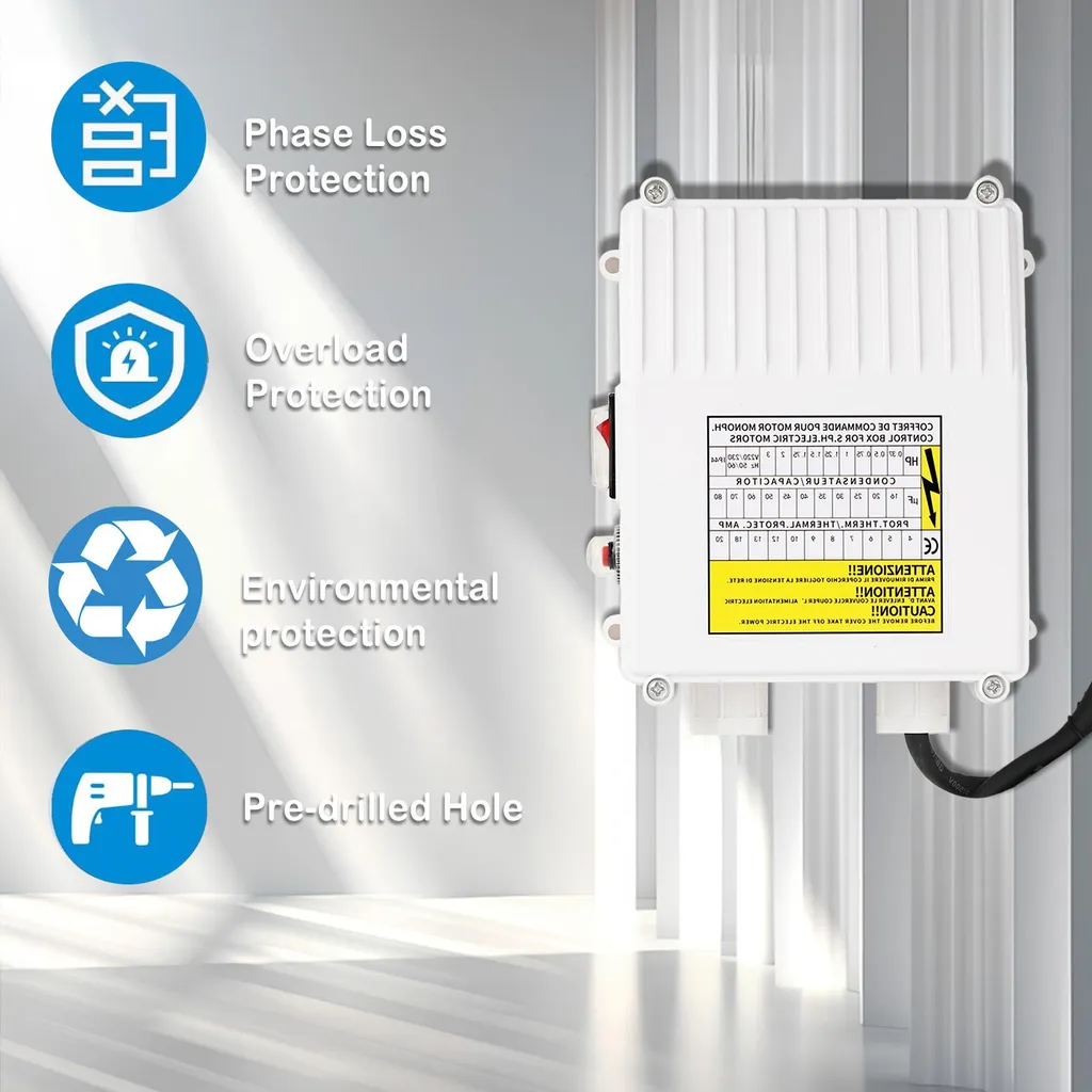 Boîtier pompe 750W anti-surchauffe construction robuste et durable