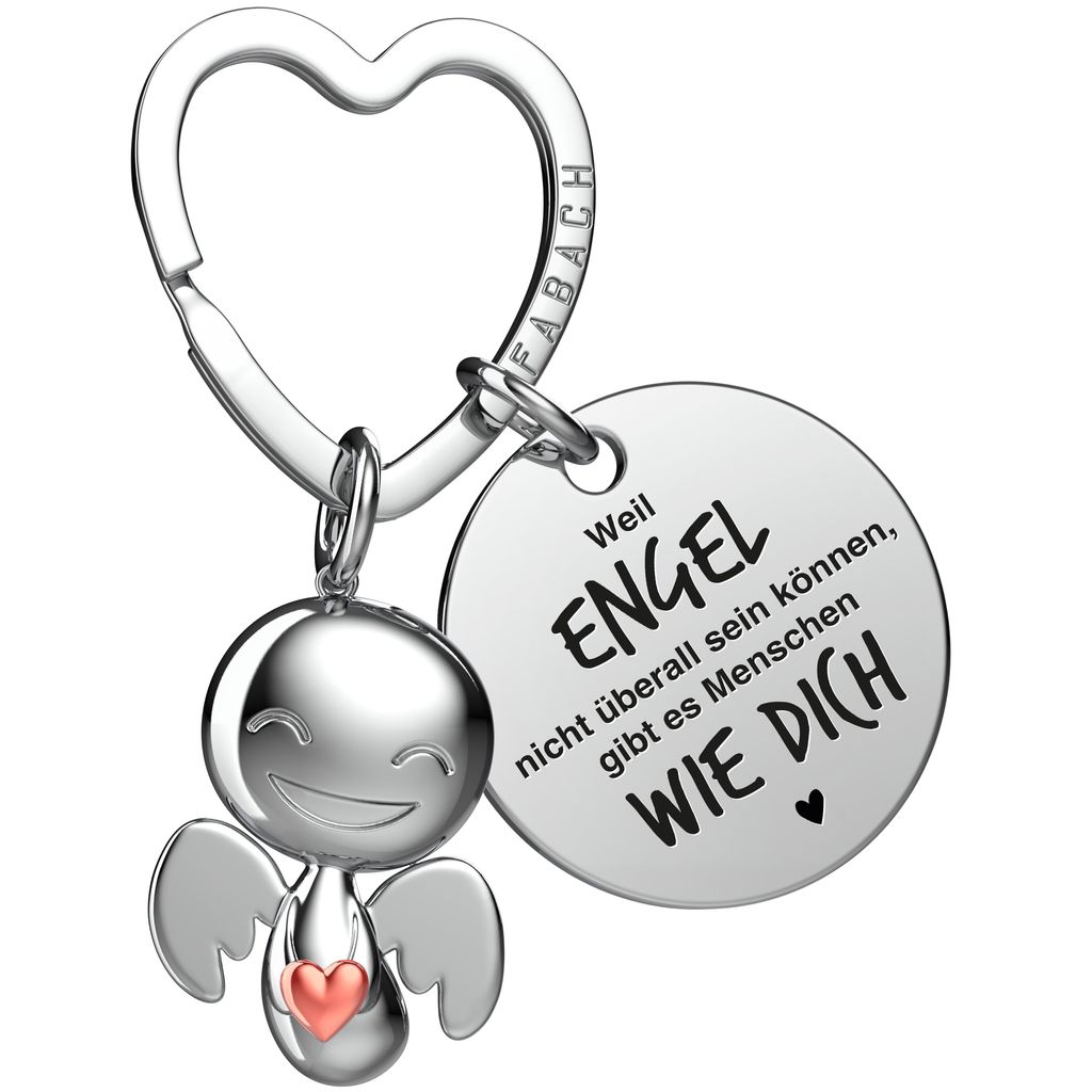 FABACH Beste Freundin Schutzengel Schlüsselanhänger mit Herz und Gravur – Engel Glücksbringer mit Botschaft – Geschenk für Freundinnen