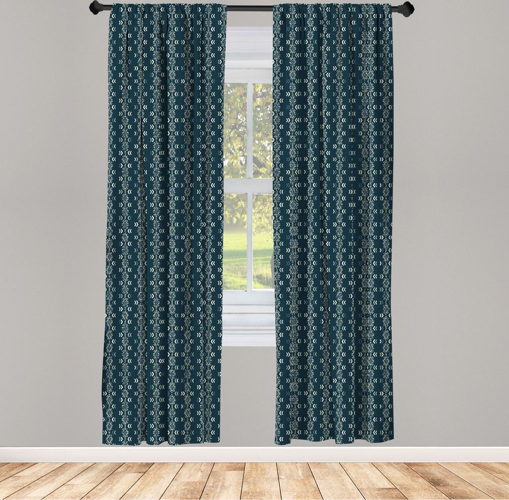 ABAKUHAUS Ethnisch Vorhänge, Gardinen, Abstrakte geometrische Formen der böhmischen Tribal Funky Effects Hippie Art Deco, 2 Stück 75 x 245 cm, ,...
