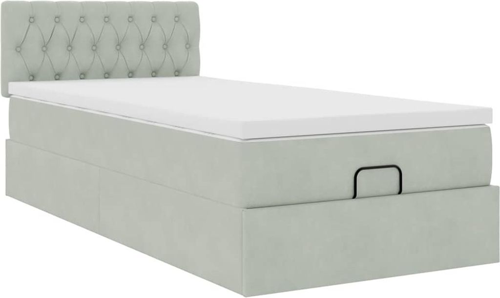 Ottoman-Bett mit Matratze Hellgrau 100x200 cm Samt