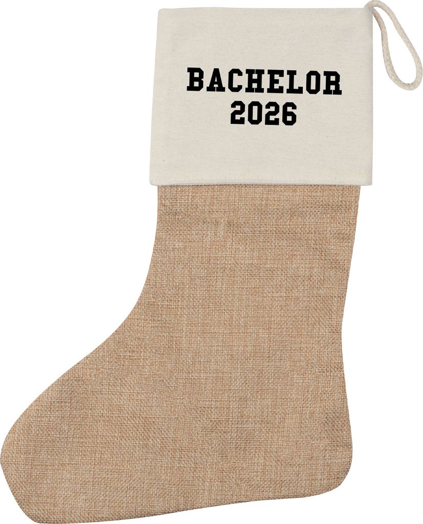 Huuraa Weihnachtsstrumpf Bachelor 2026 Abschluss Beige Jute Kaminstrumpf Geschenkidee