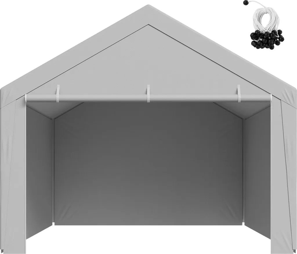 Telo Ricambio per Gazebo Auto 12x20ft | Copertura Grigia Anti-UV