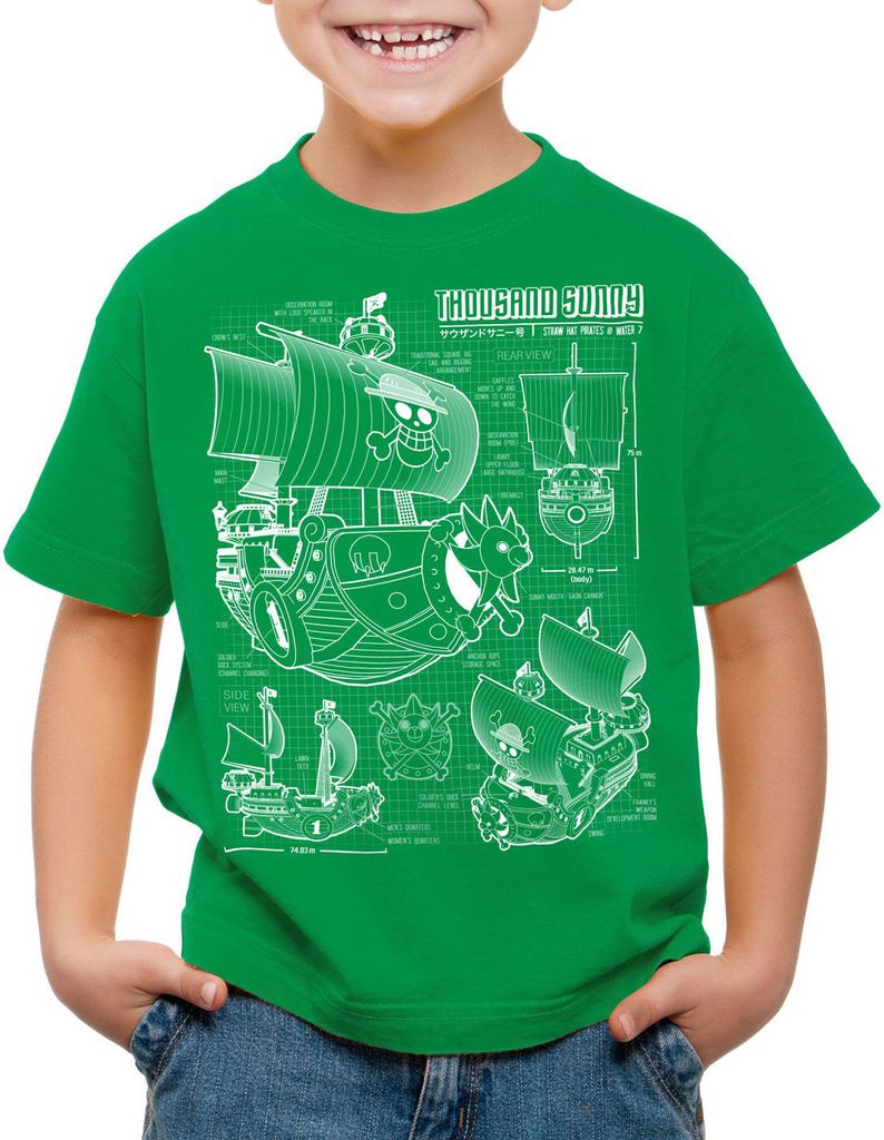 style3 Thousand Sunny Kinder T-Shirt strohhut anime japan