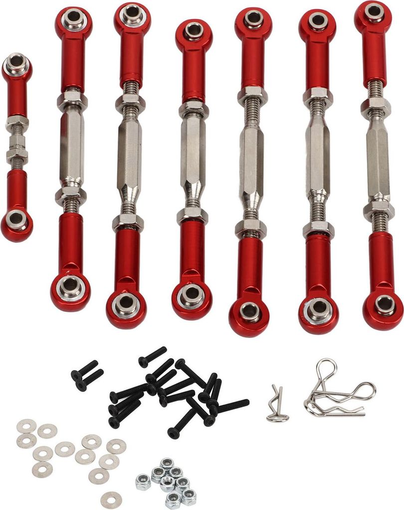 RC Car Spurstangen Full Set Aluminiumlegierung Stahlstock -Spannschlangen für Traxxas Slash 1/10 Kurzgeschichten Upgrade Teile rot