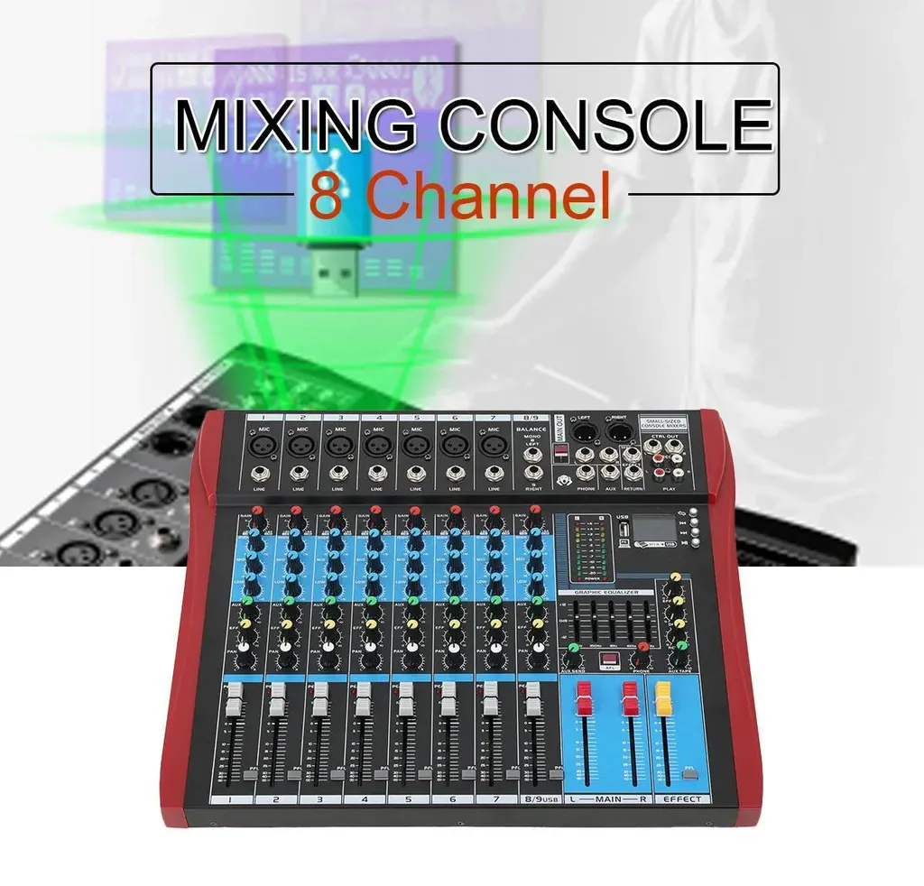 Table de mixage ES-802 - Console 8 canaux avec Bluetooth et USB Audio - 2