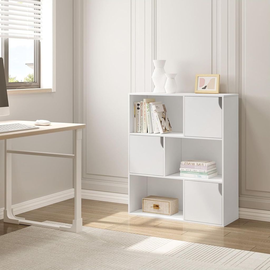 EUGAD Bücherregal mit 6 Würfeln&Türen, aus Holzwerkstoff, Produktbild 