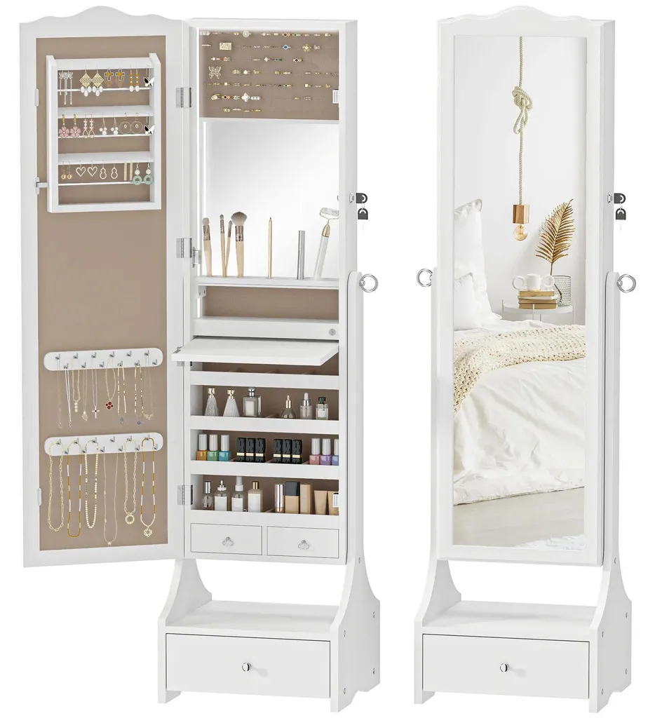 Organisateur de bijoux miroir LED pour routine beauté - Modèle 150 cm
