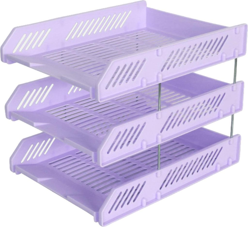 Stapelbare Briefablage mit 3 Ebenen, Schreibtisch-Papier-Organizer, Kunststoff-Akten- und Dokumentenablage, für Zuhause, Büro und Schule