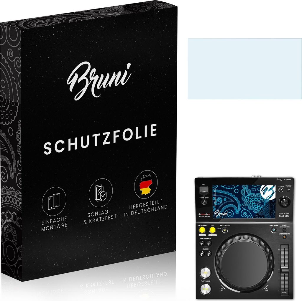 Bruni Basics-Clear 2x Schutzfolie kompatibel mit Pioneer XDJ-700 Folie