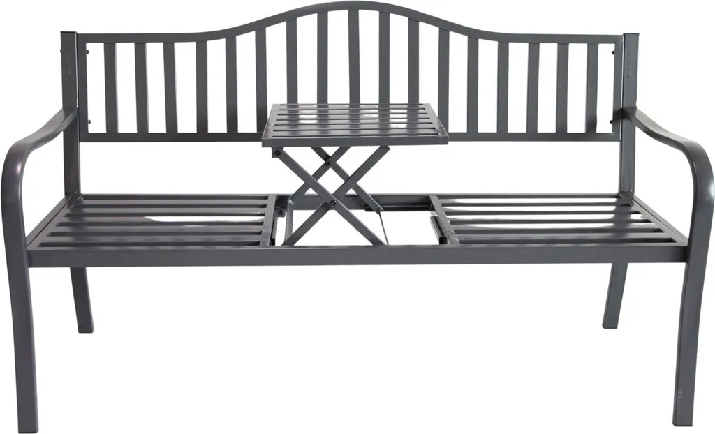 Banc de jardin anti-rouille pour petit espace, meuble en métal avec table