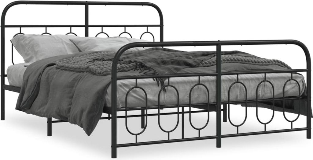 Maison Exclusive - Bettgestell mit Kopf- und Fußteil Metall Schwarz 140x190 cm