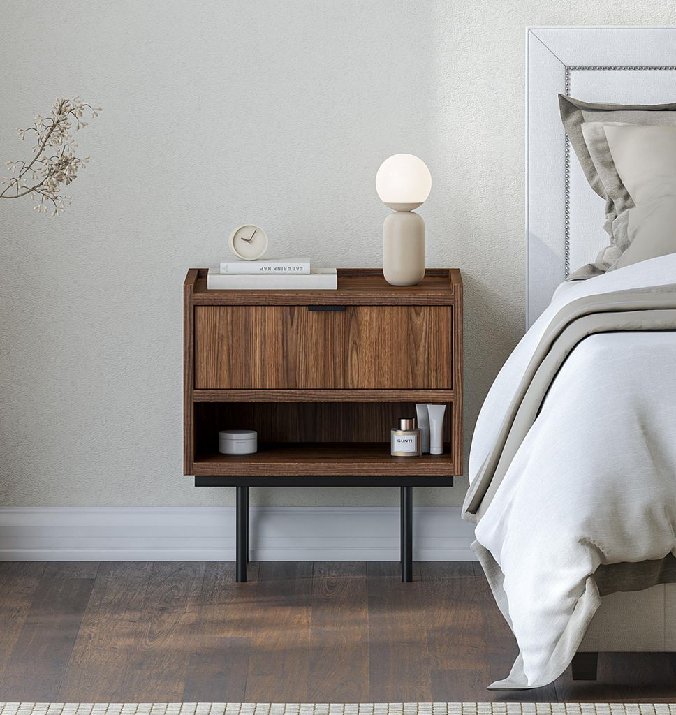 AX LIVING Nordiva Nachttisch Kommode 40 cm Warmia Walnut Holz Modern