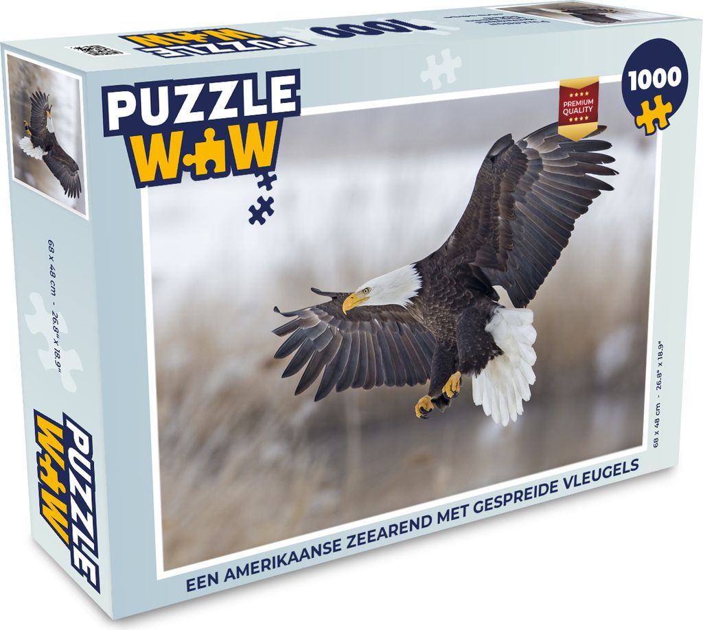 MuchoWow Puzzle 1000 Teile Ein amerikanischer Weißkopfseeadler mit ausgebreiteten Flügeln. - Erwachsene - Rätsel