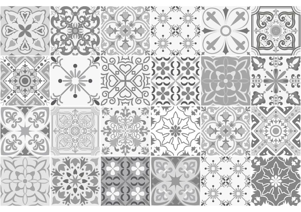 Selbstklebende Fliesenaufkleber für Küche und Bad – 24 Zementfliesenaufkleber in Grautönen, Gythio – 24 Aufkleber, 20 x 20 cm