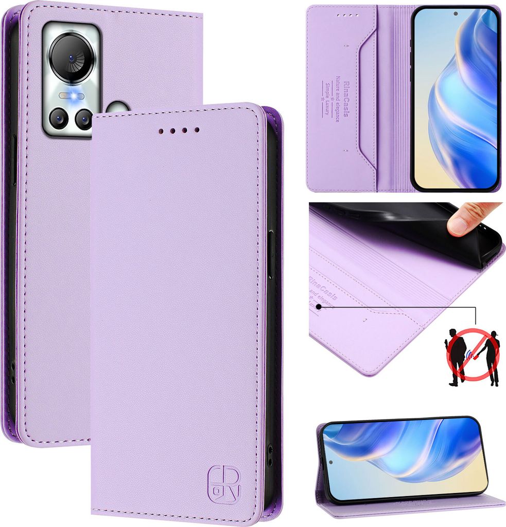 Lederhülle für itel S18/Vision 5 Hülle Flip Brieftasche Kartenfächern Ständer Schutzhülle Violett