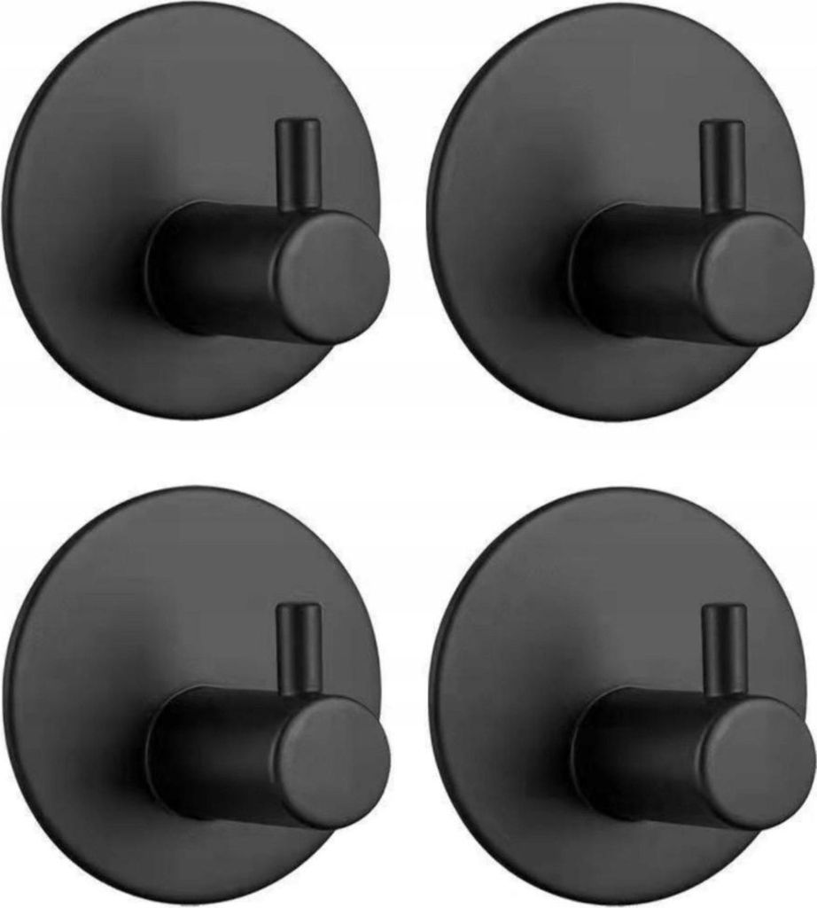 Badezimmerhaken - Handtuchhaken - selbstklebend - Schwarz - - Set mit 4 Stück