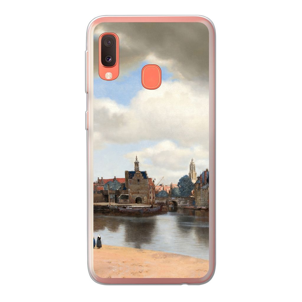 MuchoWow Handyhülle Schutzhülle Hülle für Samsung Galaxy A20e Ansicht von Delft - Gemälde von Johannes Vermeer Silikon Softcase Handy Hülle...