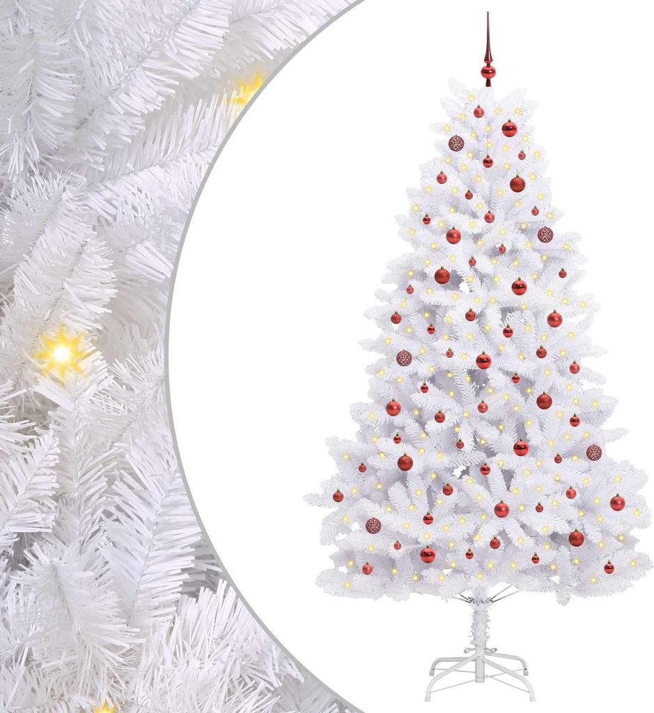 Künstlicher klappbarer Weihnachtsbaum Weiß 240 cm PVC und Stahl