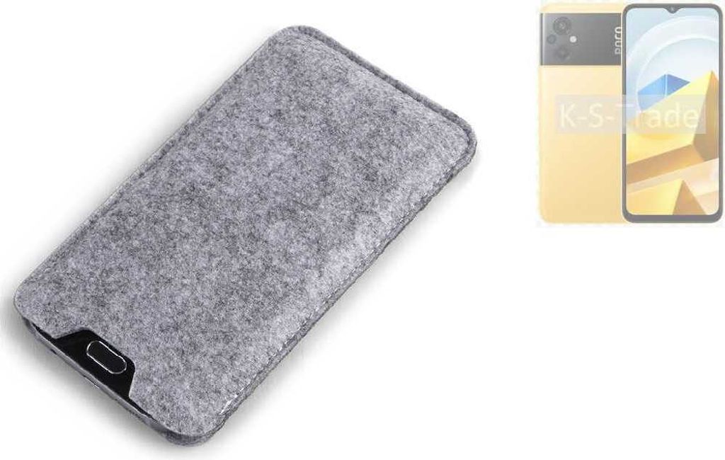 K-S-Trade Filz Handyhülle kompatibel mit POCO M5 Schutzhülle Filztasche Filz Tasche Case Sleeve Handy Hülle Filzhülle grau