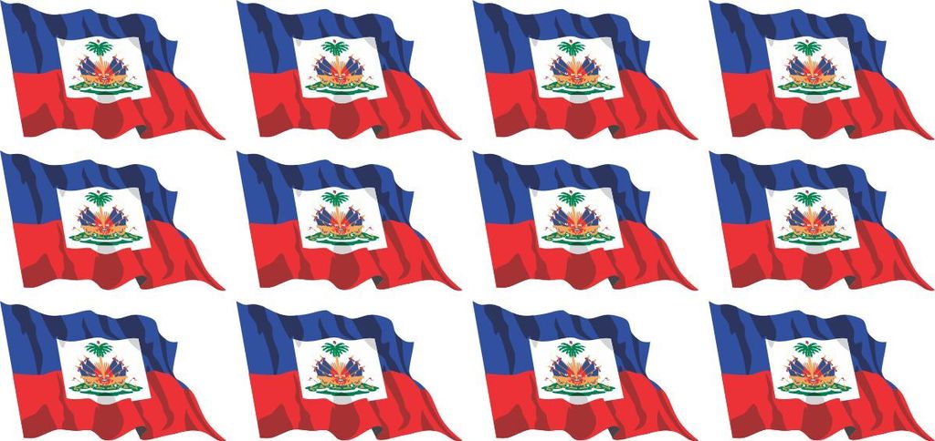 Mini Aufkleber Set - Pack wehend - 50x31mm - selbstklebender Sticker - Fahne - Haiti - Flagge / Banner / Standarte fürs Auto, Büro, zu Hause und ...