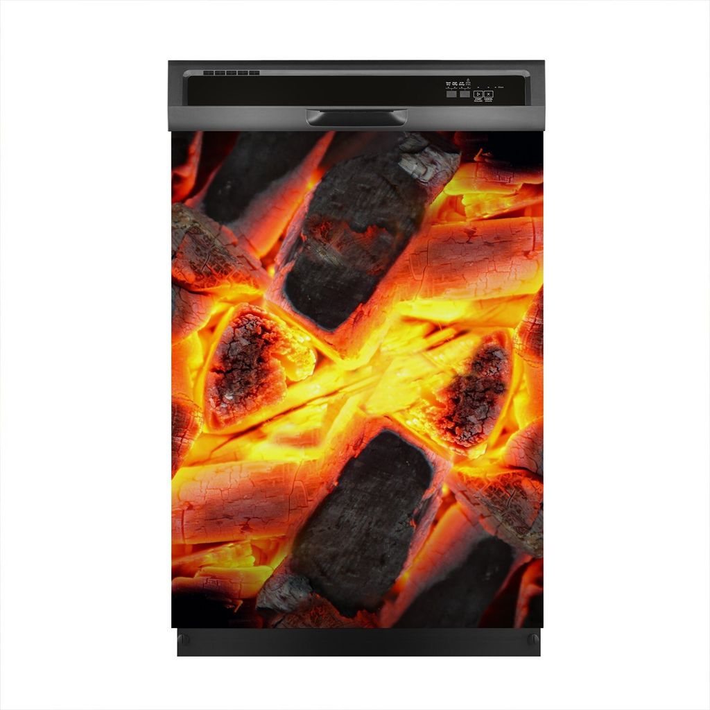 Magnete Dekorative 60x80 cm Küche Magnetmatte Spülmaschine - Grill Feuer Glut