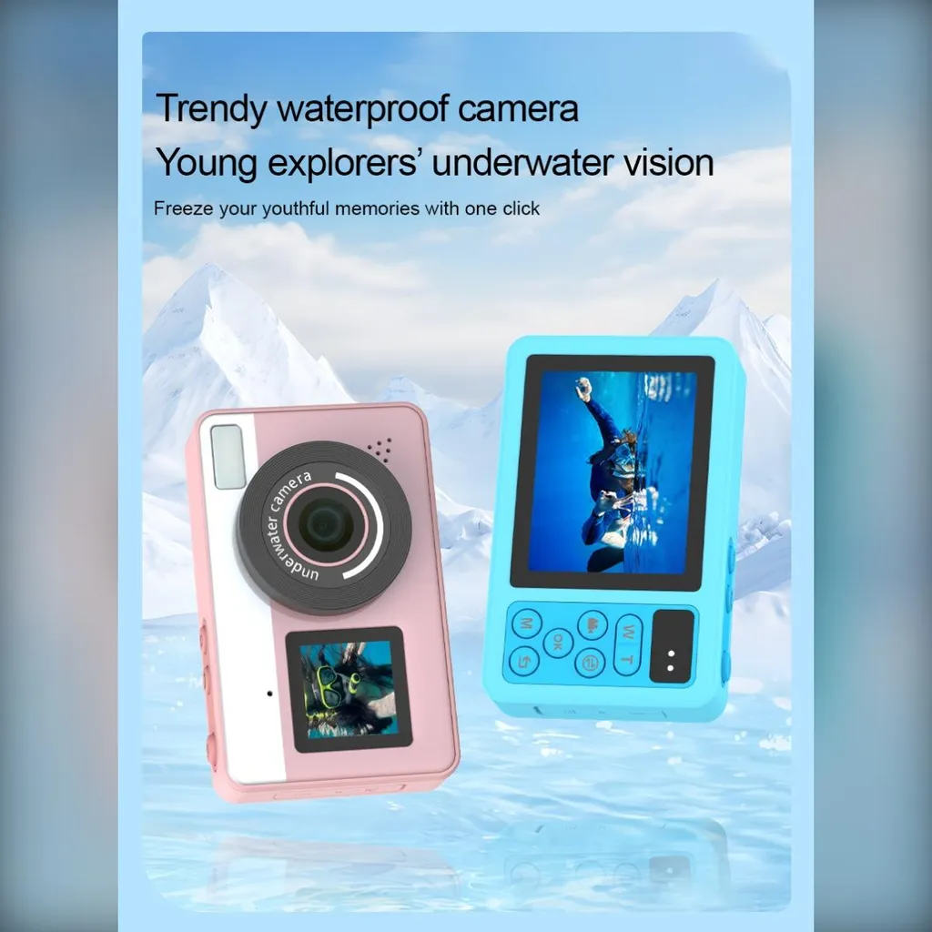 Caméra de plage étanche avec double écran LCD et format compact bleu INF - 7