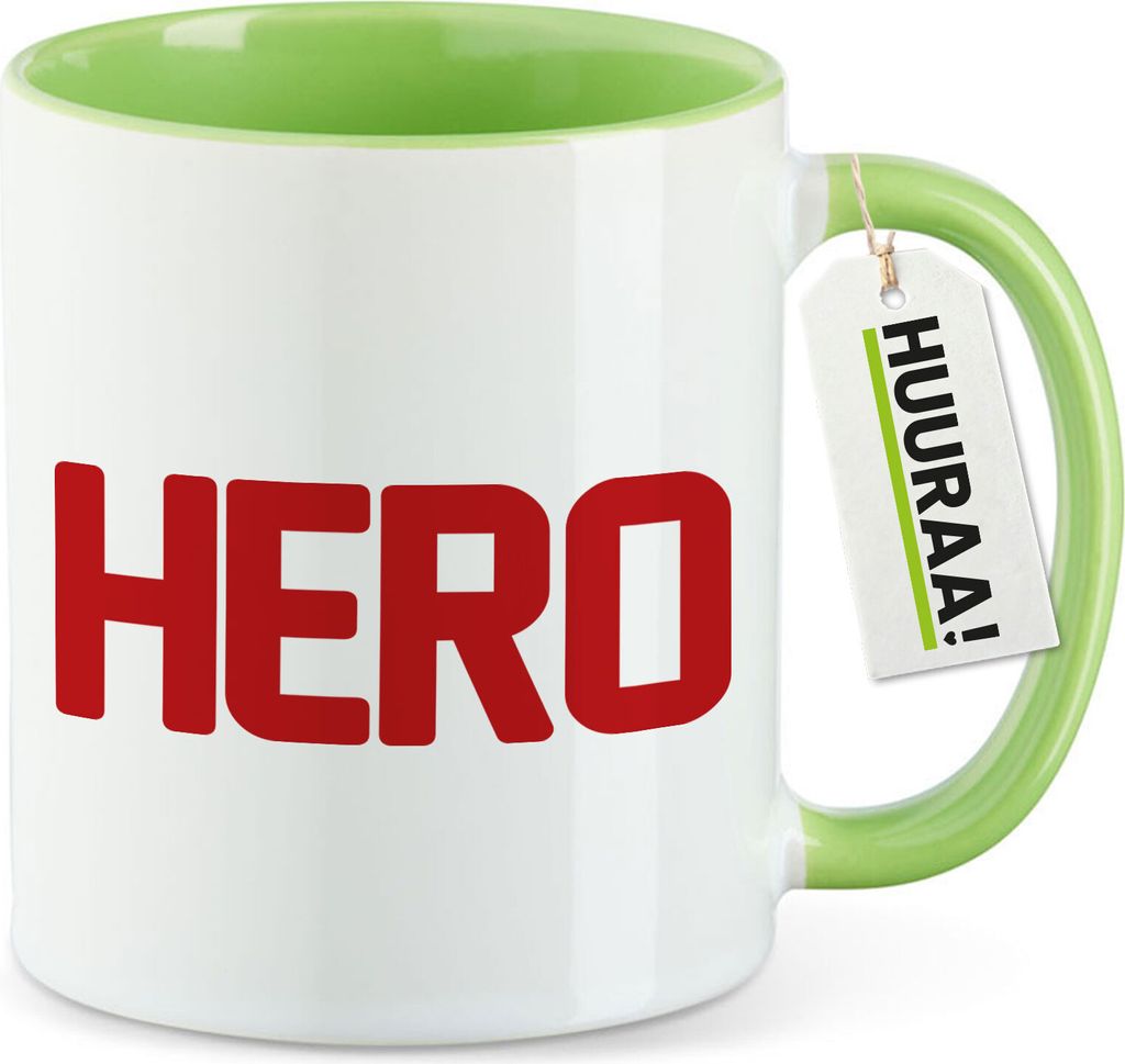 Huuraa Kaffeetasse Hero Held 330ml Grün Keramik Kaffeebecher Geschenkidee