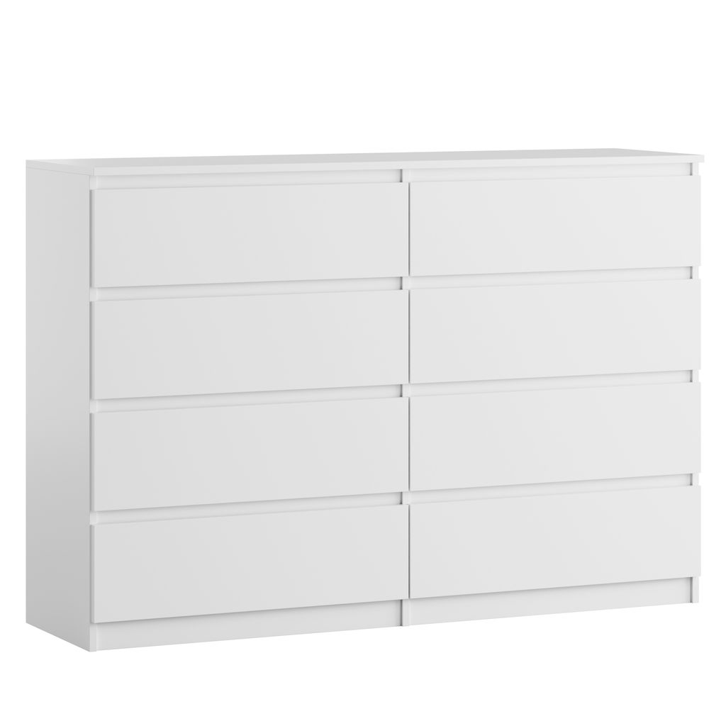YUMEBLY Kommode mit 8 Schubladen | 140x97x40 cm | Große Schubladenkommode für Schlafzimmer, Wohnzimmer, Büro, Kinderzimmer | Viel Stauraum | Weiß