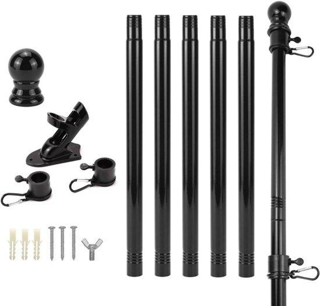 Flaggenhalter - Metallischer Flaggenmast 1,8 m - 360-Grad drehbare Ringe