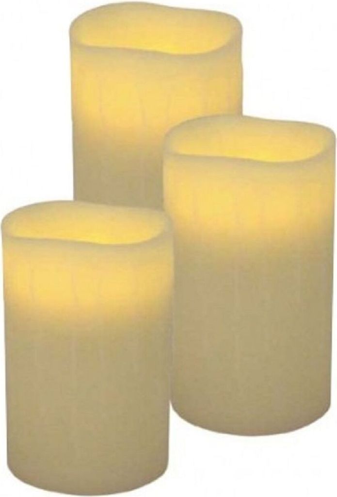LED Stumpenkerze verschiedene Größen Flackerkerze Echtwachskerze Dekokerze Kerze, Größe:mittel