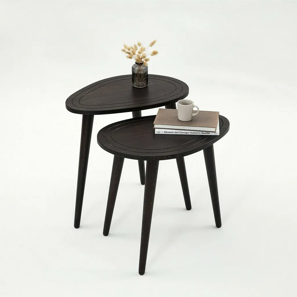 Table basse anthracite Janequeo compacte et ovale de 50x33x52h cm Noir - 8