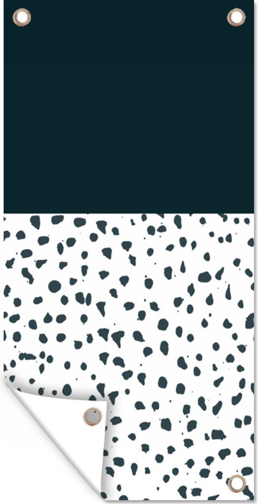 MuchoWow 40x80 cm Outdoor-Poster Gartendeko Sichtschutz Garten Poster für den Garten Polka dots - Schwarz - Weiß