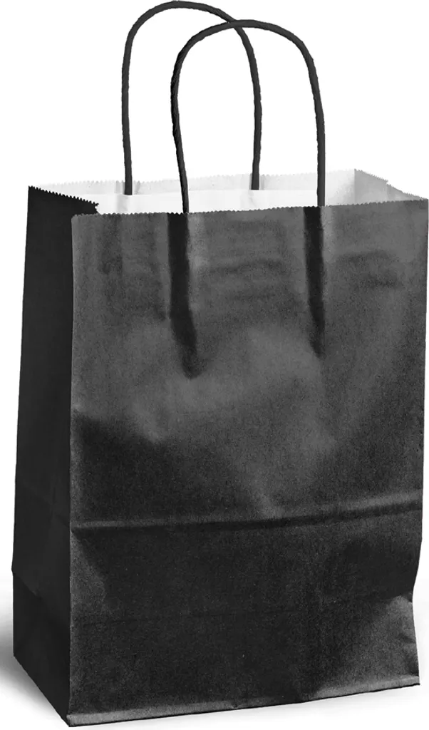 Emballage boutique Sac en papier noir 8,7L avec cordelettes - 200 pcs