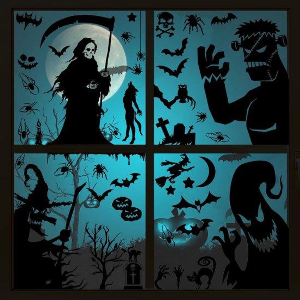 Halloween Spookvleermuizen Schedel Pompoen Raamstickers