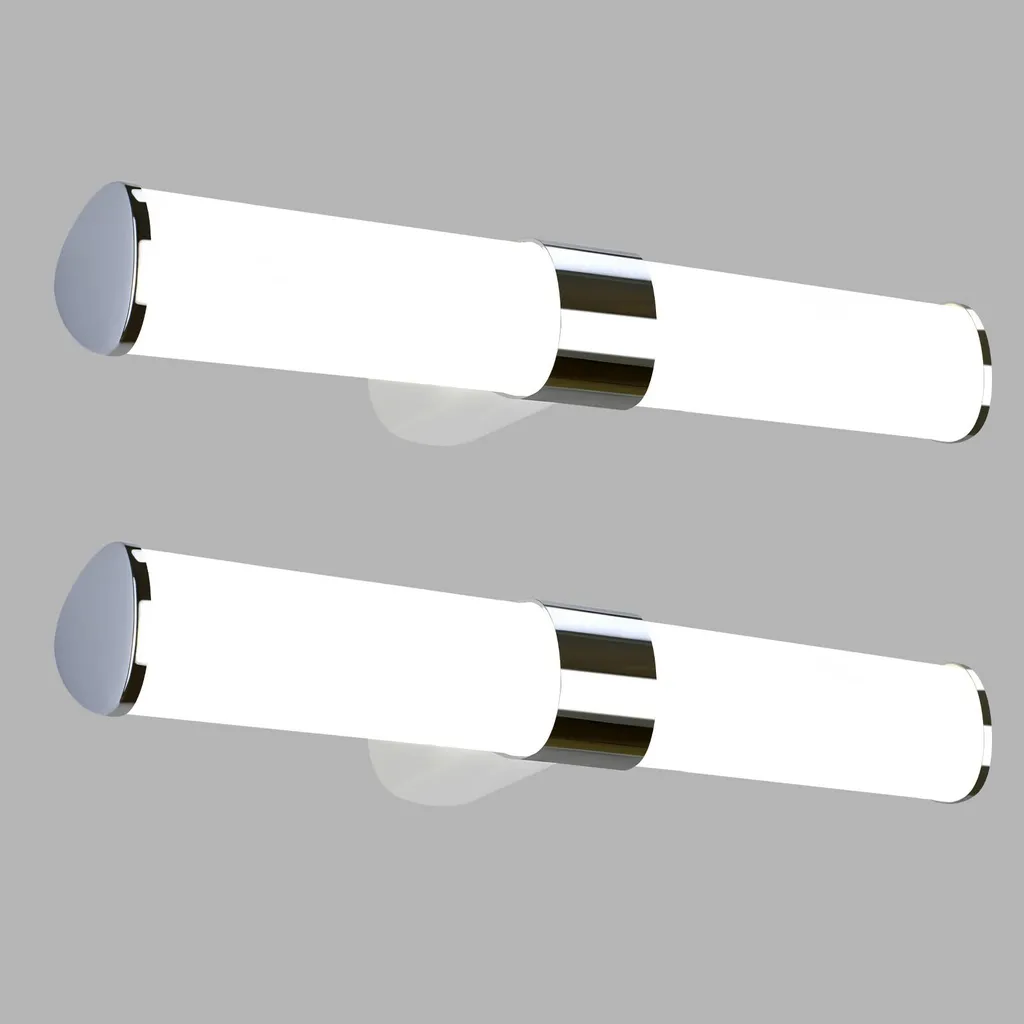 Set 2 Applique LED ZMH 40cm 8W Bianco Neutro 4000K IP44 Cromo Bagno