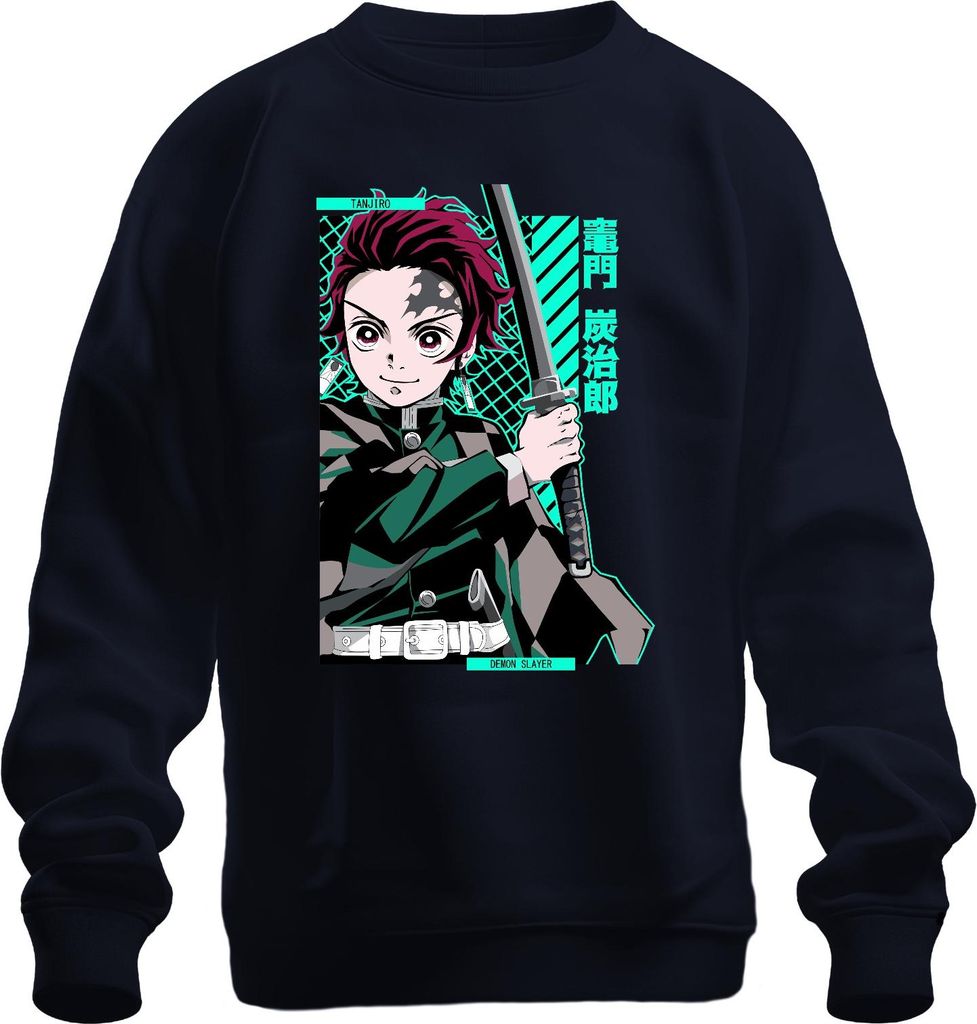 Tanjiro Demon Slayer Kamado Schwert Anime Manga Geschenk Cosplay Uni Sweatshirt Pullover, Navy, L