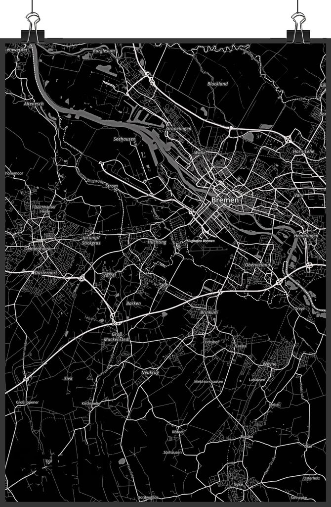 Mr. & Mrs. Panda Bild Stuhr DIN A3 - Geschenk, Wandschmuck, Wanddekoration, drucke, Stadt, wanddeko, Plakat, Dorf Karte Landkarte Map Stadtplan
