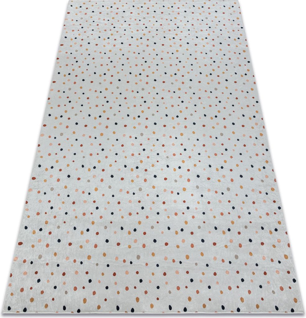 BAMBINO 47890 Waschteppich Punkte für Kinder Anti-Rutsch - weiß / braun Weiß 80x150 cm