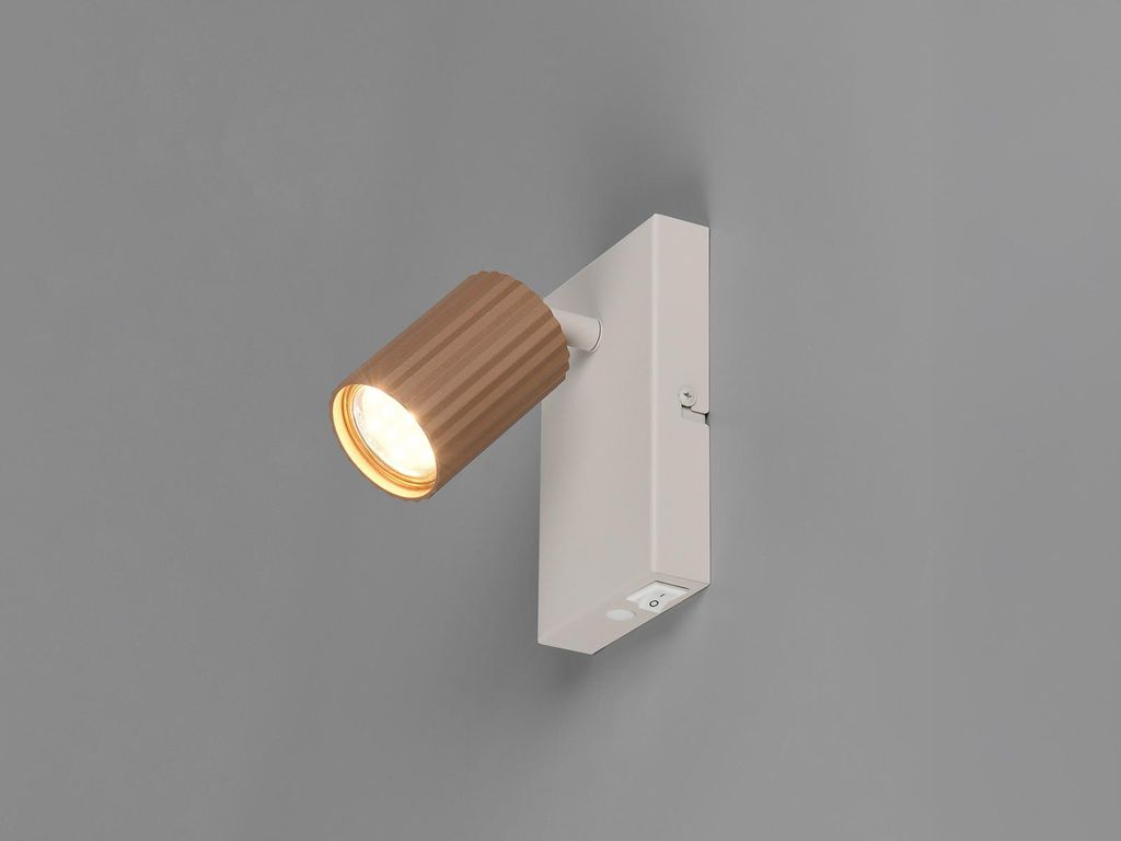 Moderner LED Innen Wandstrahler Grau mit Schalter, Wandspot Coffeefarbig