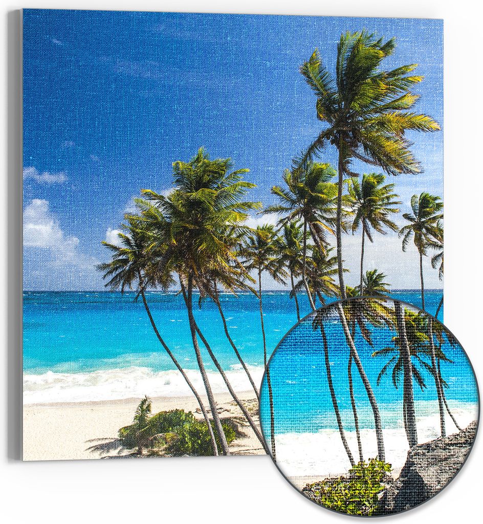 DEQORI Hybrid Leinwand Bild 30x30 cm 'Tropenparadies' Wandbild Glas flach modern