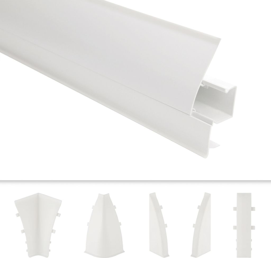 LEMAL Sockelleisten und Zubehör - PVC Fußleisten 60x26mm mit Kabelkanal - (1 Endkappe rechts, EKR.101A Weiß) Vinyleiste Abdeckleiste Bodenprofil