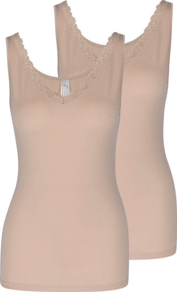 Nina von C. 2er Pack Cosy Unterhemd / Top Spitze am Dekolleté , Weich, anschmiegsam und hautfreundlich, Ressourcenschonendes Material
