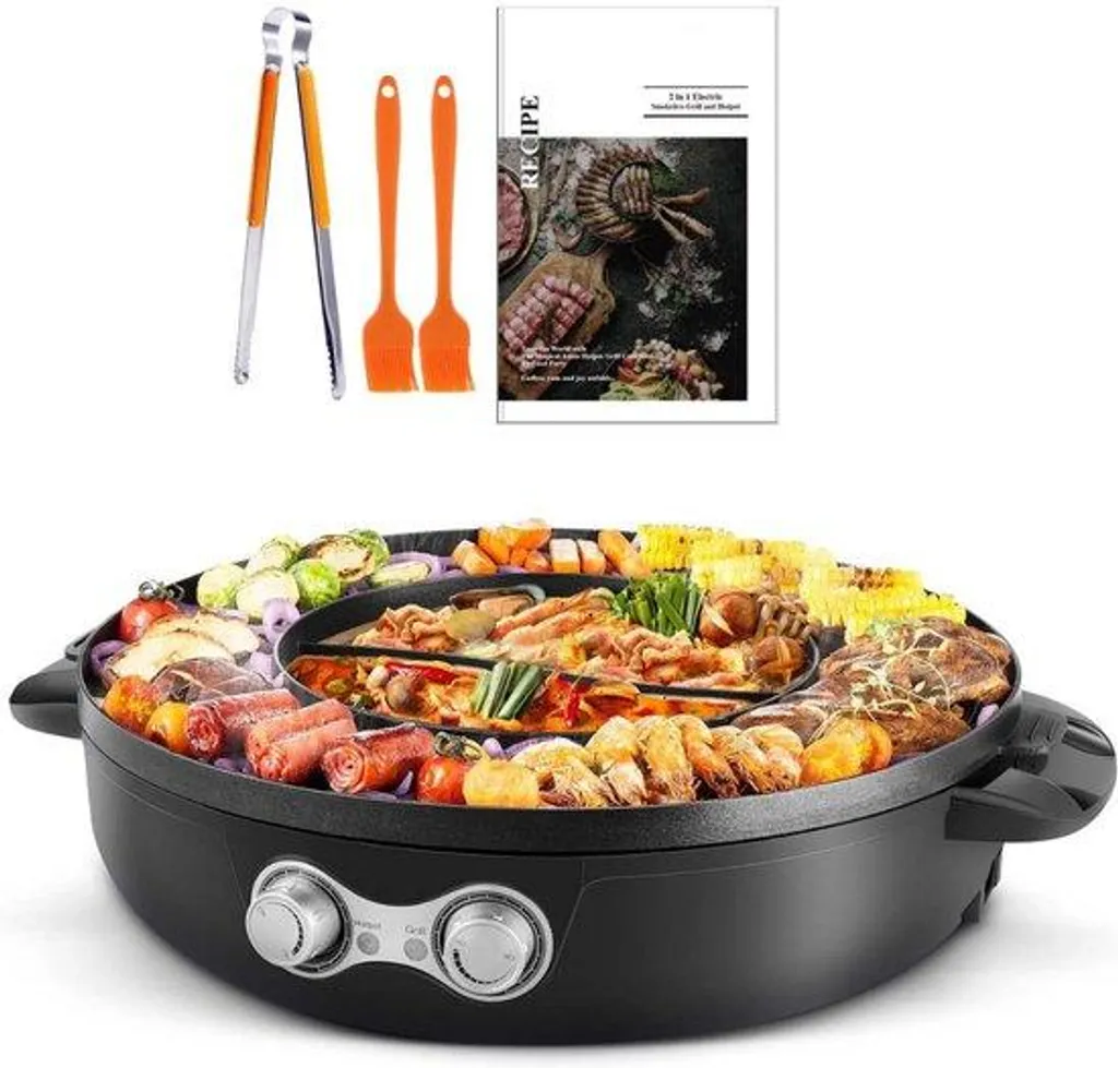 Barbecue électrique Hotpot Gourmet Set Sans Fumée pour Appartement