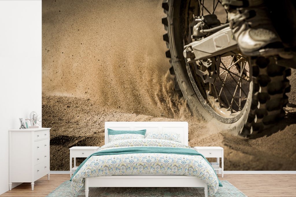 MuchoWow Fototapete für Wohnzimmer oder Schlafzimmer Wandtapete Vinyl Motivtapete Strecke - Motor - Motocross - 600x400 cm - Vinyltapeten