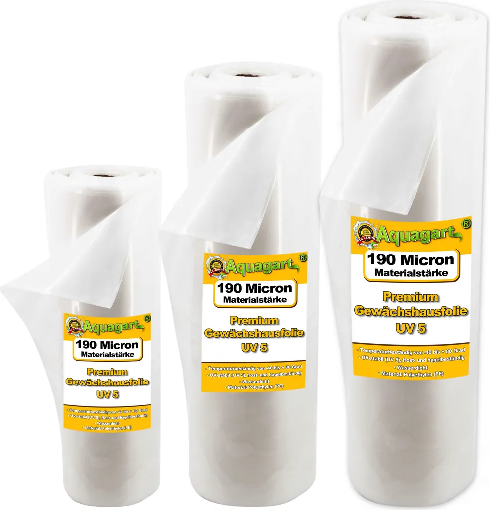 Film de jardin traité UV5 - Bâche robuste 6m x 25m pour serre tunnel