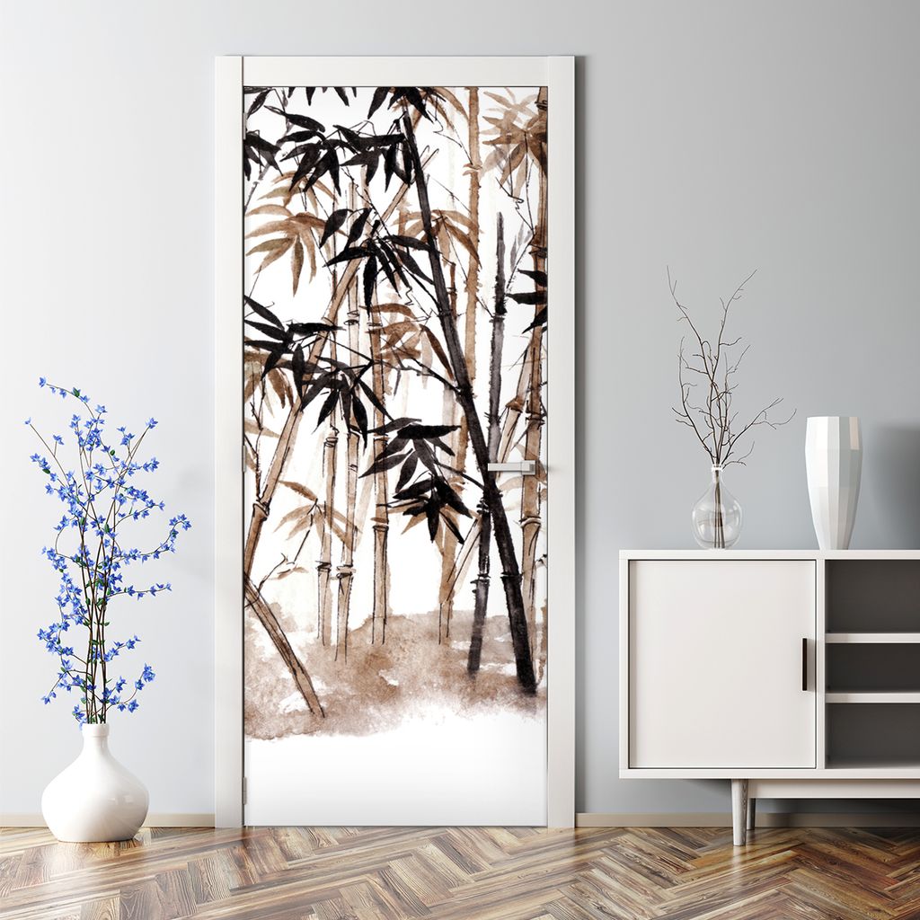 Dekorative Türposter Klebefolie selbstklebend Wandaufkleber Berge im Nebel Landschaft 70 x 200 cm