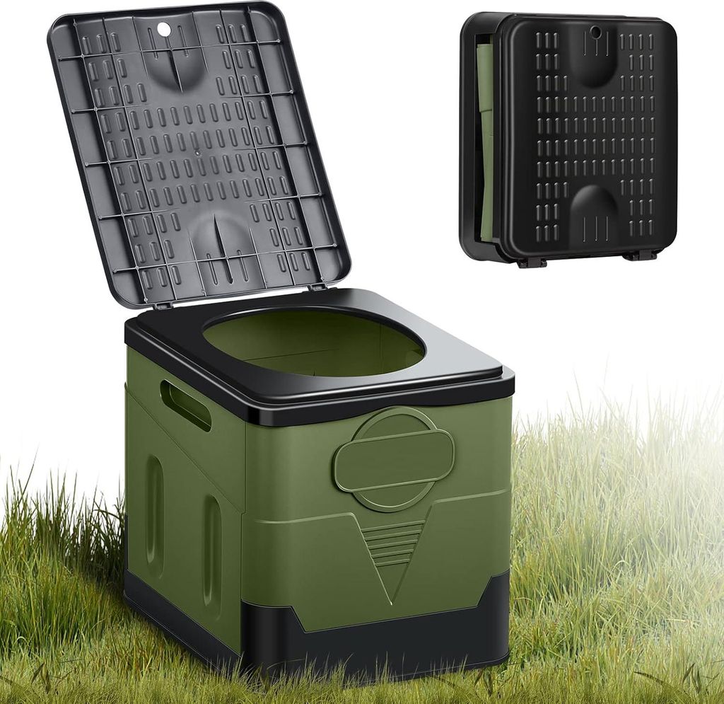 Schnelles Klaptoilet, Trocken-Toilet, tragbar, belastbar bis 150 kg - waschbar - ohne Chemikalien - mobiles Toilette - für Outdoor, Camping, Festi...