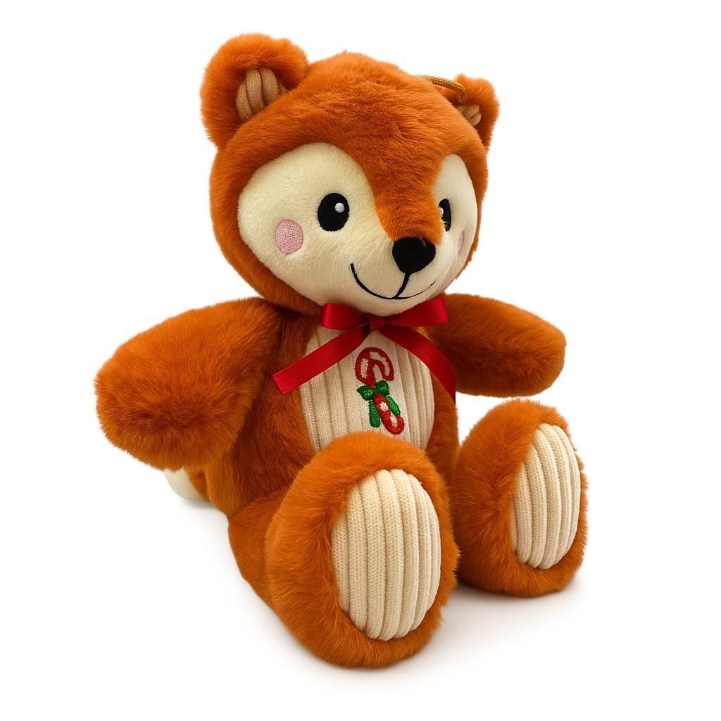 Kuscheltier Fuchs 25 cm orange mit roter Schleife – Weiches Plüschtier Stofftier