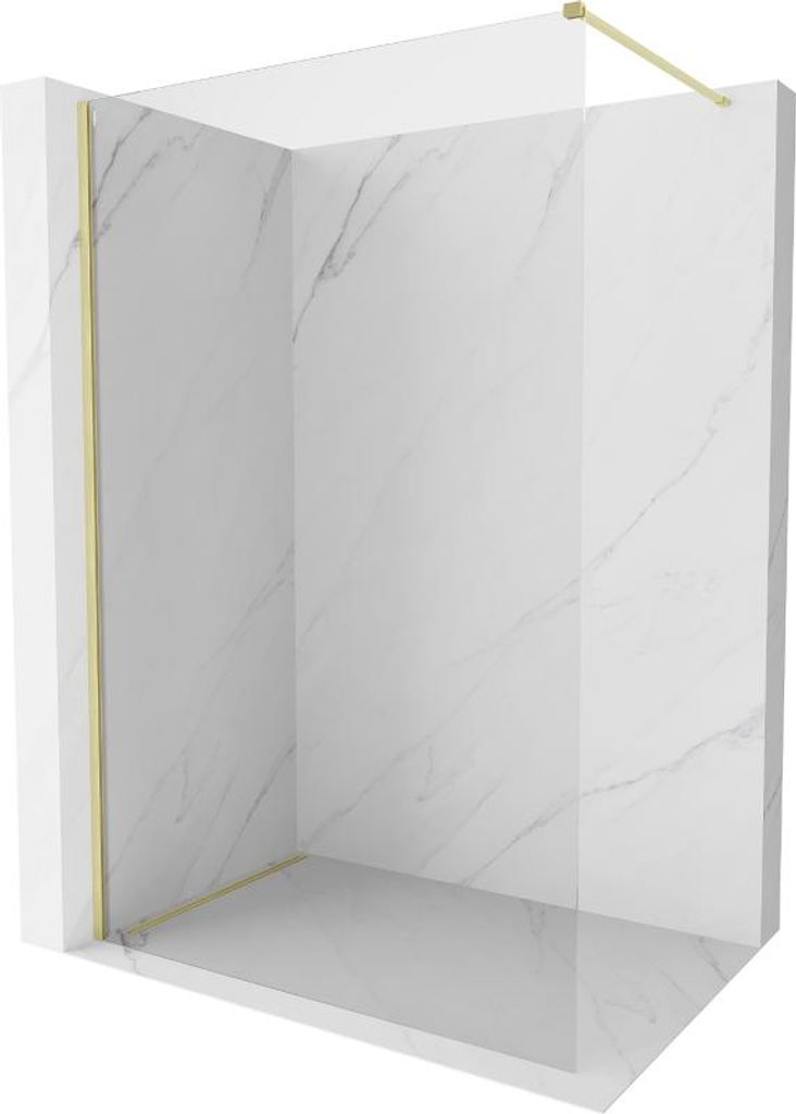 Mexen Kioto-X Duschwand Walk-in 100 x 200 cm, transparent 10 mm, gold gebürstet - 800-100-101-55-00-X