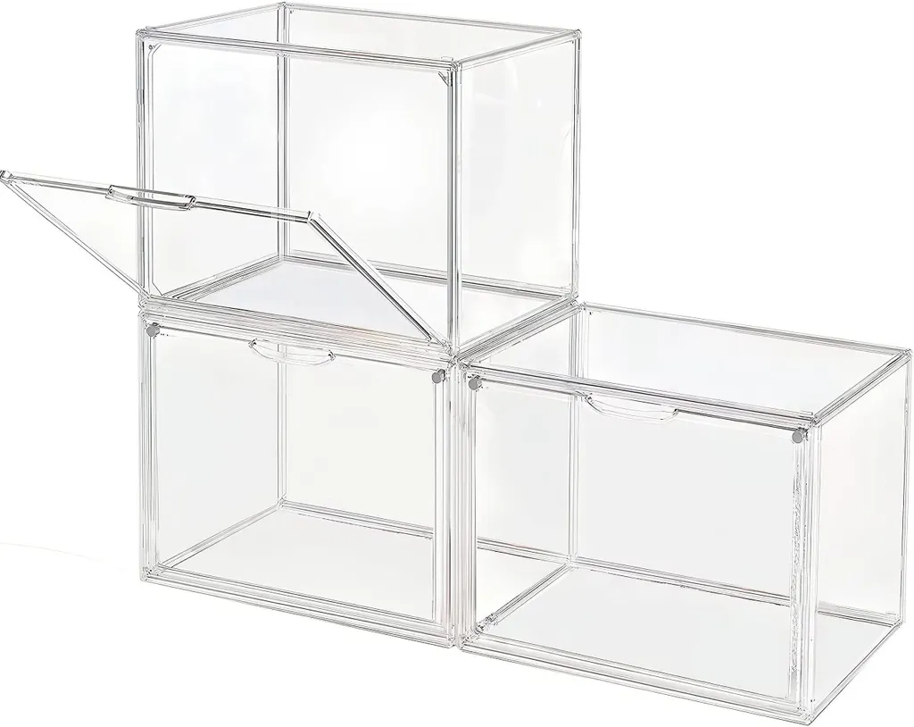 Boîtes de rangement transparentes empilables avec fermeture magnétique